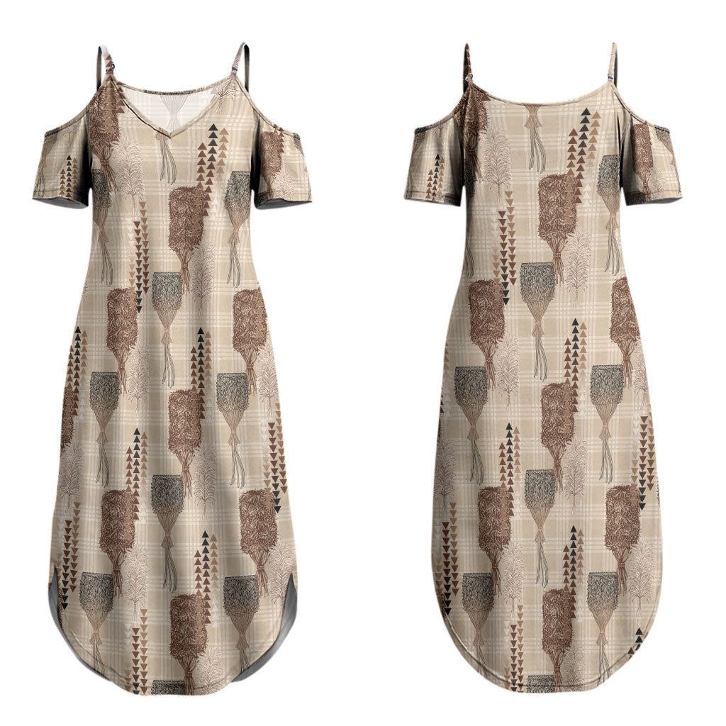 Aloha Hawaii Vintage Kahili Pa'a Lima Family Matching Summer Maxi Dress and Hawaiian Shirt Palaka Print Cozy Beige