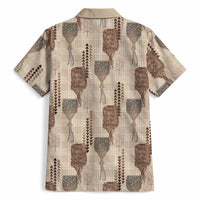 Aloha Hawaii Vintage Kahili Pa'a Lima Hawaiian Shirt Palaka Print Cozy Beige