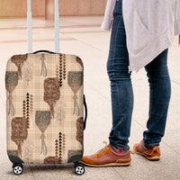 Aloha Hawaii Vintage Kahili Pa'a Lima Luggage Cover Palaka Print Cozy Beige