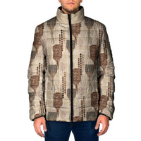 Aloha Hawaii Vintage Kahili Pa'a Lima Padded Jacket Palaka Print Cozy Beige