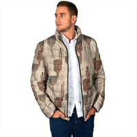 Aloha Hawaii Vintage Kahili Pa'a Lima Padded Jacket Palaka Print Cozy Beige