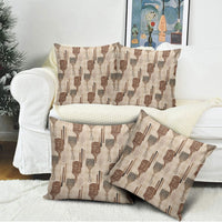 Aloha Hawaii Vintage Kahili Pa'a Lima Pillow Cover Palaka Print Cozy Beige