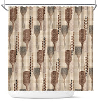 Aloha Hawaii Vintage Kahili Pa'a Lima Shower Curtain Palaka Print Cozy Beige