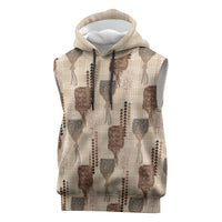 Aloha Hawaii Vintage Kahili Pa'a Lima Sleeveless Hoodie Palaka Print Cozy Beige