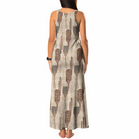Aloha Hawaii Vintage Kahili Pa'a Lima Tank Maxi Dress Palaka Print Cozy Beige