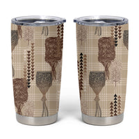 Aloha Hawaii Vintage Kahili Pa'a Lima Tumbler Cup Palaka Print Cozy Beige