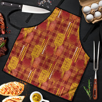 Aloha Hawaii Vintage Kahili Pa'a Lima Apron Palaka Print Hilo Royal Red-Yellow