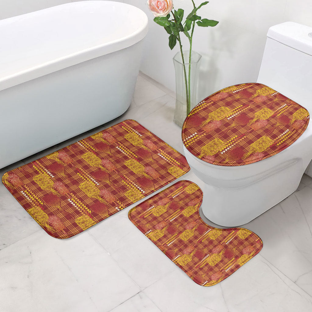 Aloha Hawaii Vintage Kahili Pa'a Lima Bathroom Set Palaka Print Hilo Royal Red-Yellow