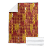 Aloha Hawaii Vintage Kahili Pa'a Lima Blanket Palaka Print Hilo Royal Red-Yellow