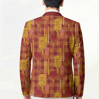 Aloha Hawaii Vintage Kahili Pa'a Lima Blazer Palaka Print Hilo Royal Red-Yellow