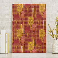 Aloha Hawaii Vintage Kahili Pa'a Lima Canvas Wall Art Palaka Print Hilo Royal Red-Yellow