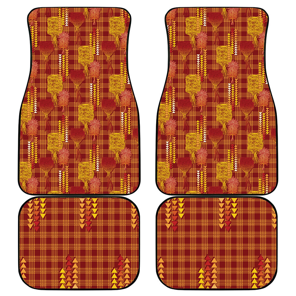 Aloha Hawaii Vintage Kahili Pa'a Lima Car Mats Palaka Print Hilo Royal Red-Yellow