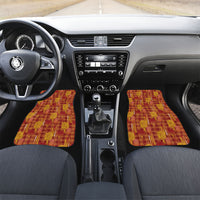 Aloha Hawaii Vintage Kahili Pa'a Lima Car Mats Palaka Print Hilo Royal Red-Yellow