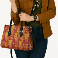 Aloha Hawaii Vintage Kahili Pa'a Lima Leather Bag Palaka Print Hilo Royal Red-Yellow