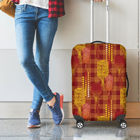 Aloha Hawaii Vintage Kahili Pa'a Lima Luggage Cover Palaka Print Hilo Royal Red-Yellow