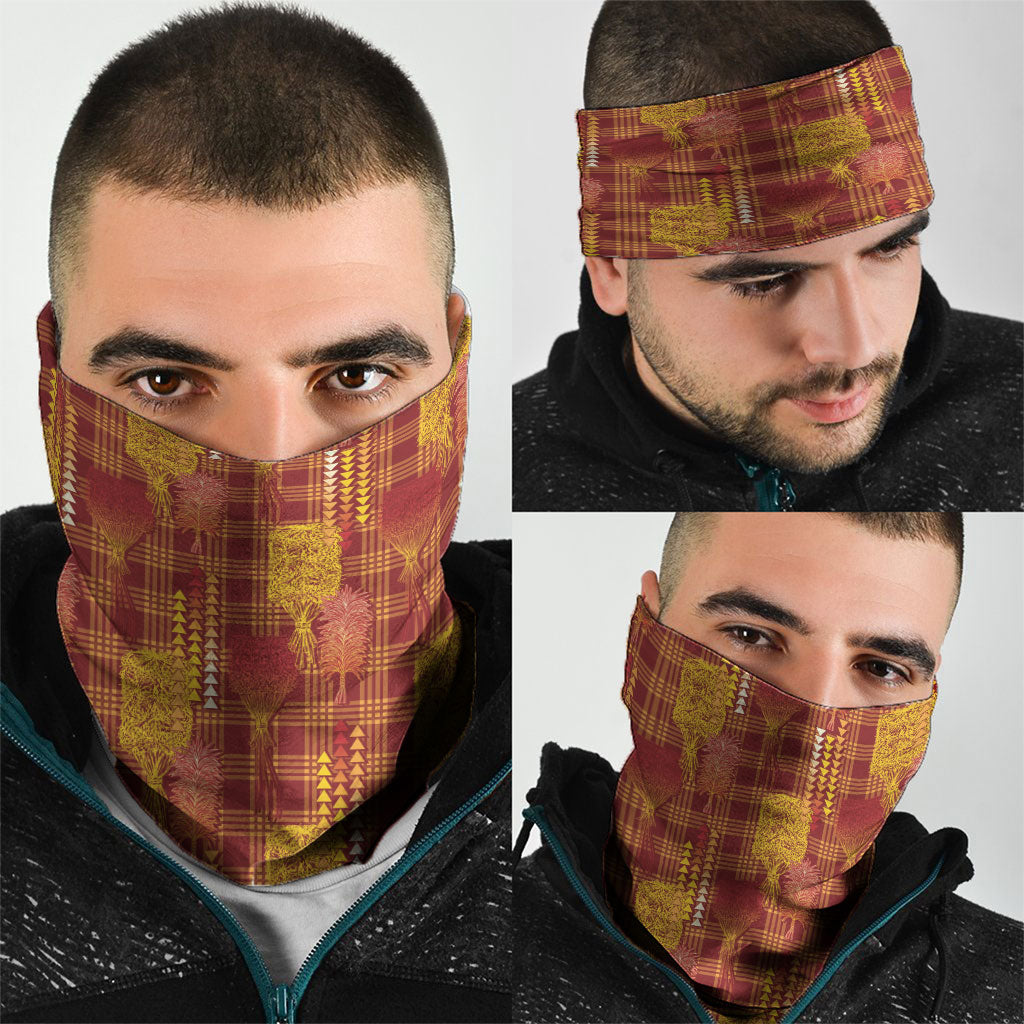 Aloha Hawaii Vintage Kahili Pa'a Lima Neck Gaiter Palaka Print Hilo Royal Red-Yellow
