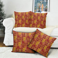 Aloha Hawaii Vintage Kahili Pa'a Lima Pillow Cover Palaka Print Hilo Royal Red-Yellow