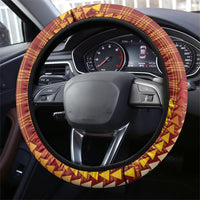 Aloha Hawaii Vintage Kahili Pa'a Lima Steering Wheel Cover Palaka Print Hilo Royal Red-Yellow