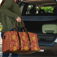 Aloha Hawaii Vintage Kahili Pa'a Lima Travel Bag Palaka Print Hilo Royal Red-Yellow