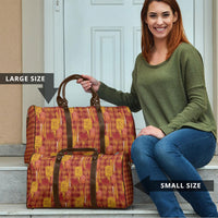 Aloha Hawaii Vintage Kahili Pa'a Lima Travel Bag Palaka Print Hilo Royal Red-Yellow