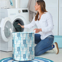 Aloha Hawaii Vintage Kahili Pa'a Lima Laundry Basket Palaka Print Oceanic Turquoise