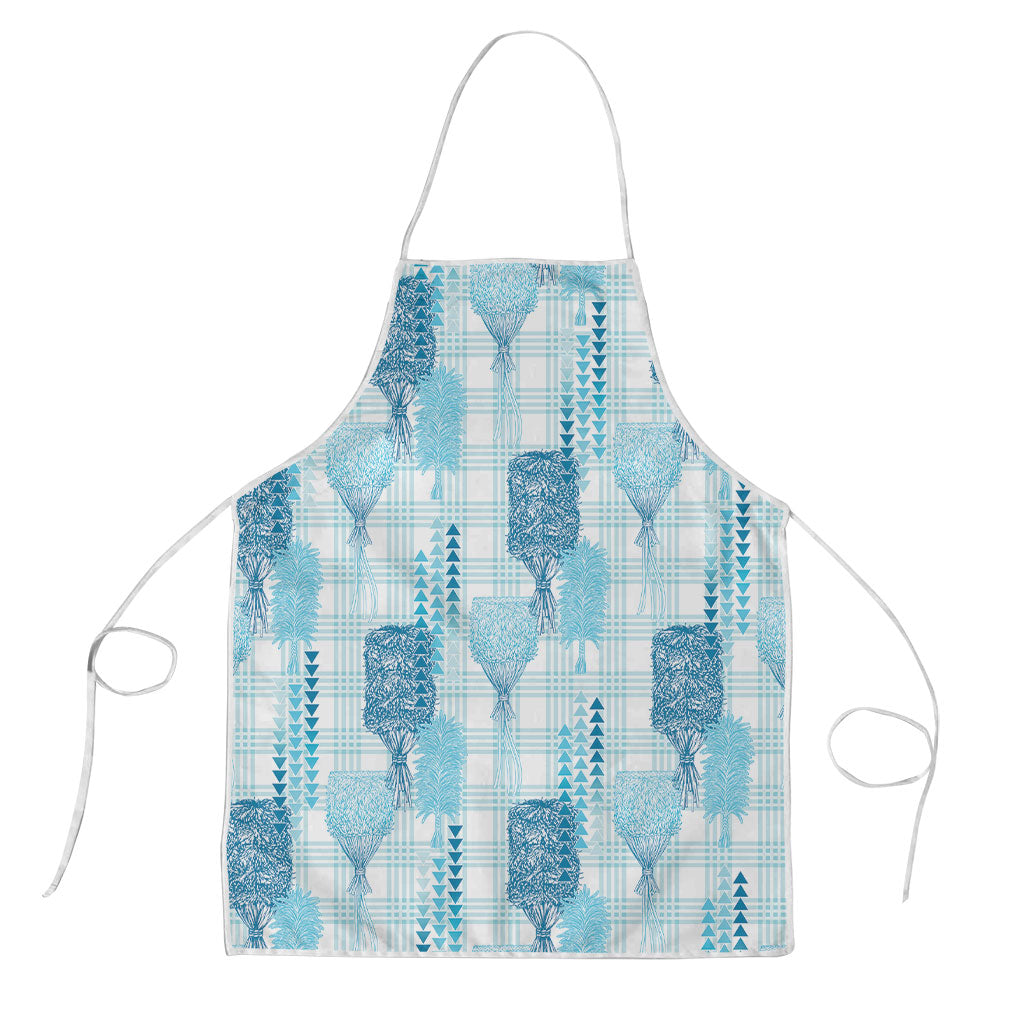 Aloha Hawaii Vintage Kahili Pa'a Lima Apron Palaka Print Oceanic Turquoise