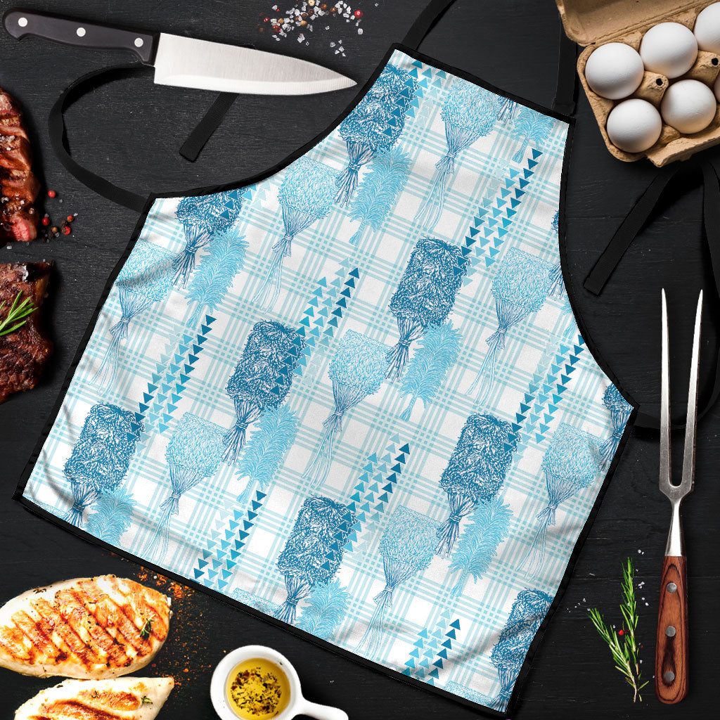 Aloha Hawaii Vintage Kahili Pa'a Lima Apron Palaka Print Oceanic Turquoise