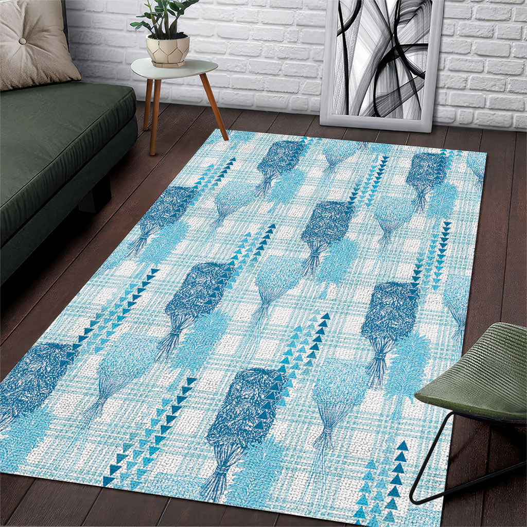 Aloha Hawaii Vintage Kahili Pa'a Lima Area Rug Palaka Print Oceanic Turquoise LT7 Turquoise - Polynesian Pride