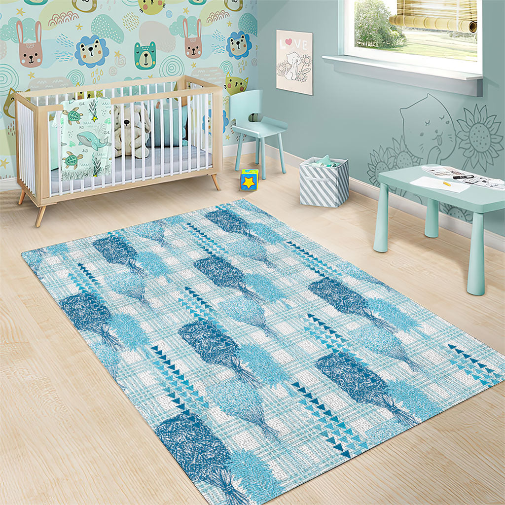 Aloha Hawaii Vintage Kahili Pa'a Lima Area Rug Palaka Print Oceanic Turquoise
