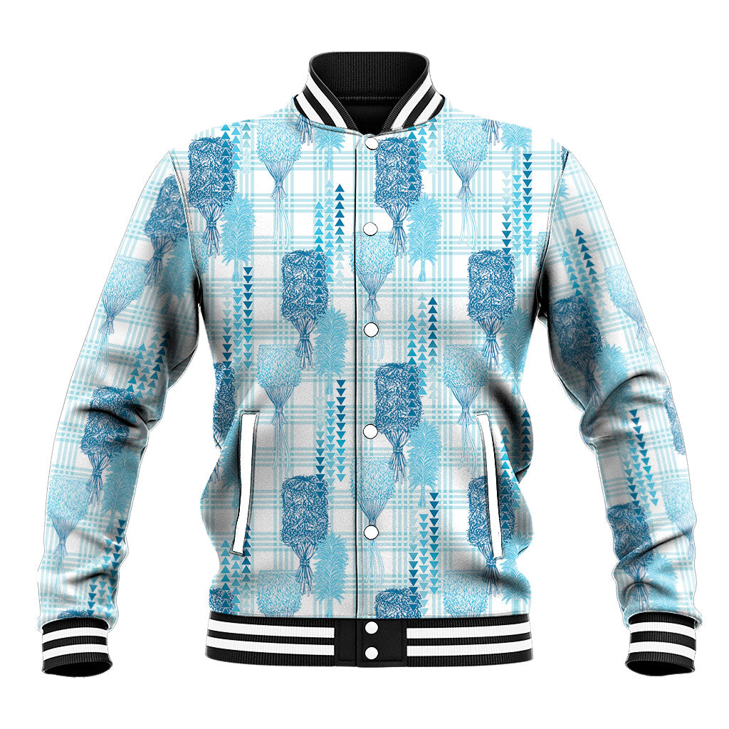 Aloha Hawaii Vintage Kahili Pa'a Lima Baseball Jacket Palaka Print Oceanic Turquoise