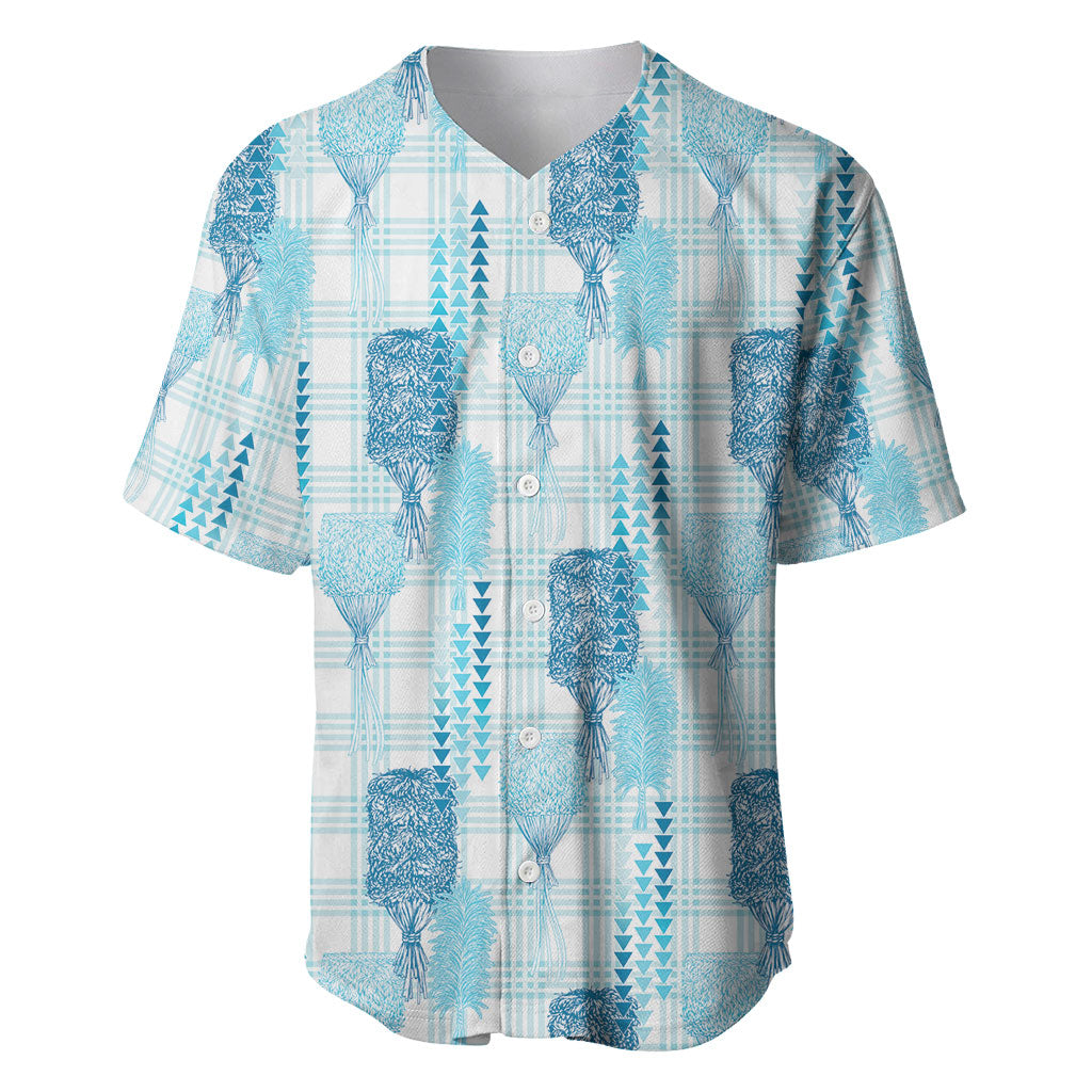 Aloha Hawaii Vintage Kahili Pa'a Lima Baseball Jersey Palaka Print Oceanic Turquoise LT7 Turquoise - Polynesian Pride