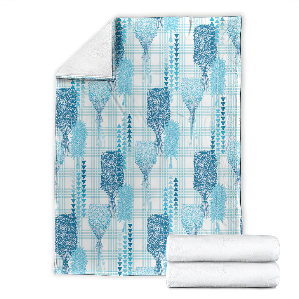 Aloha Hawaii Vintage Kahili Pa'a Lima Blanket Palaka Print Oceanic Turquoise