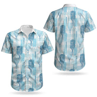 Aloha Hawaii Vintage Kahili Pa'a Lima Couples Matching Off Shoulder Maxi Dress and Hawaiian Shirt Palaka Print Oceanic Turquoise