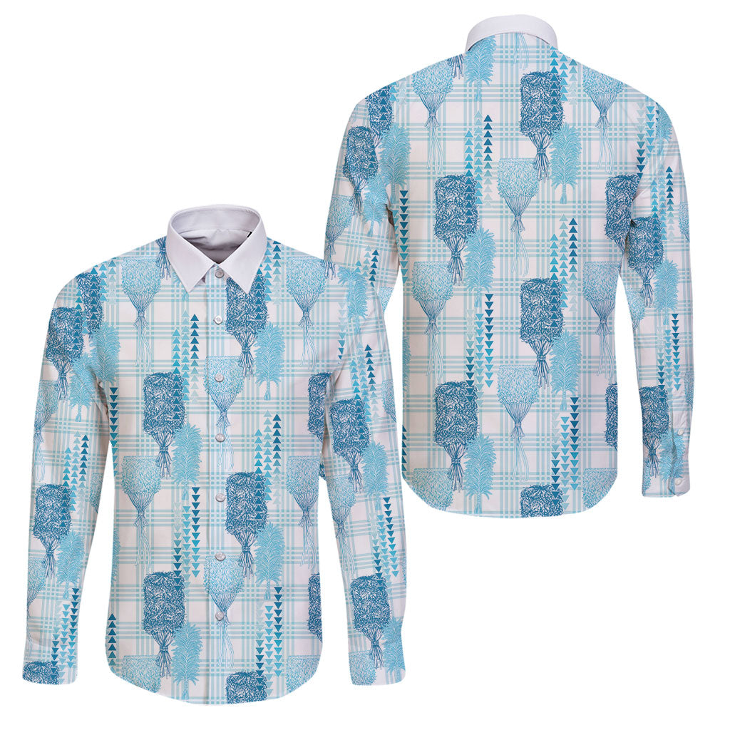 Aloha Hawaii Vintage Kahili Pa'a Lima Family Matching Long Sleeve Bodycon Dress and Hawaiian Shirt Palaka Print Oceanic Turquoise