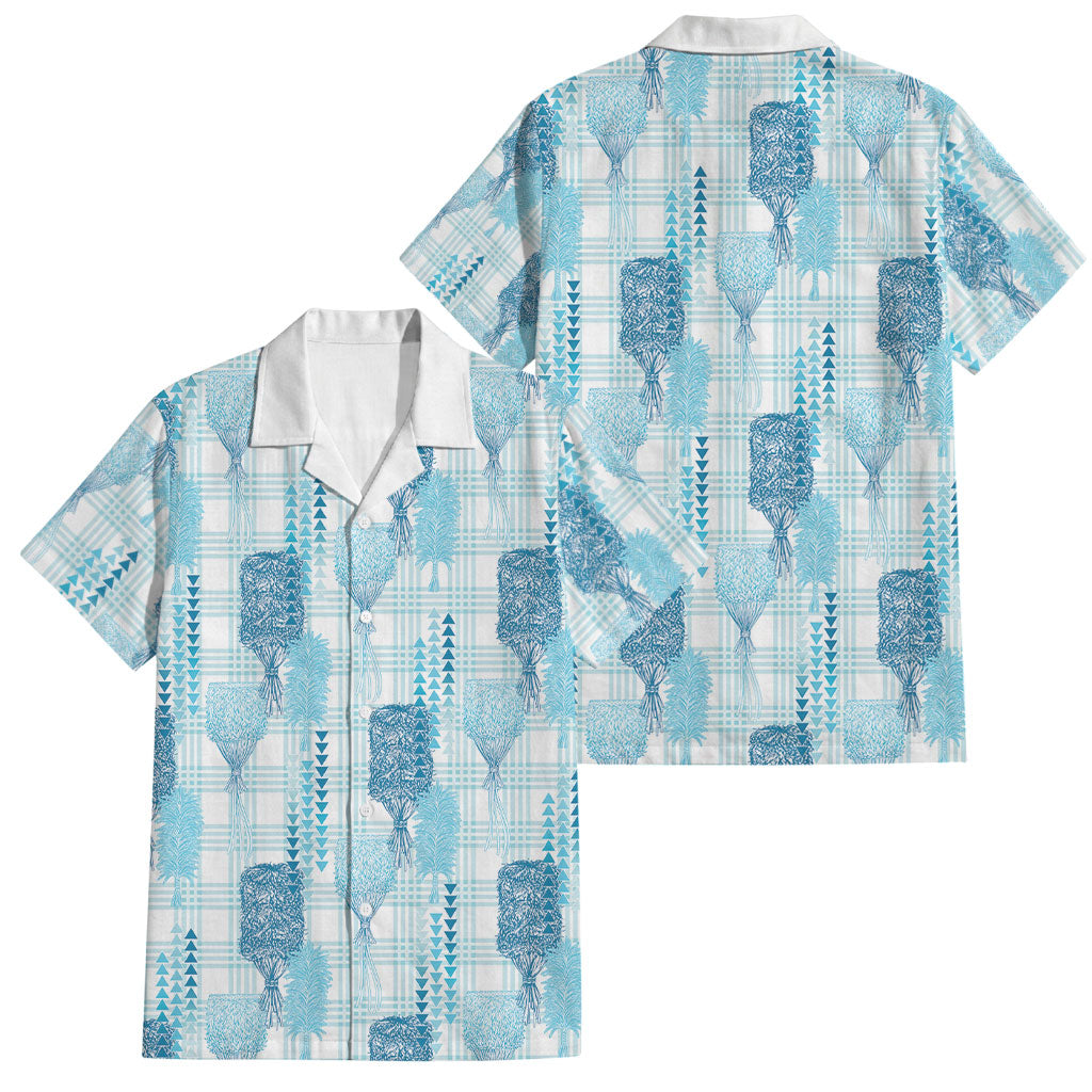 Aloha Hawaii Vintage Kahili Pa'a Lima Family Matching Off The Shoulder Long Sleeve Dress and Hawaiian Shirt Palaka Print Oceanic Turquoise