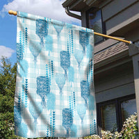 Aloha Hawaii Vintage Kahili Pa'a Lima Garden Flag Palaka Print Oceanic Turquoise