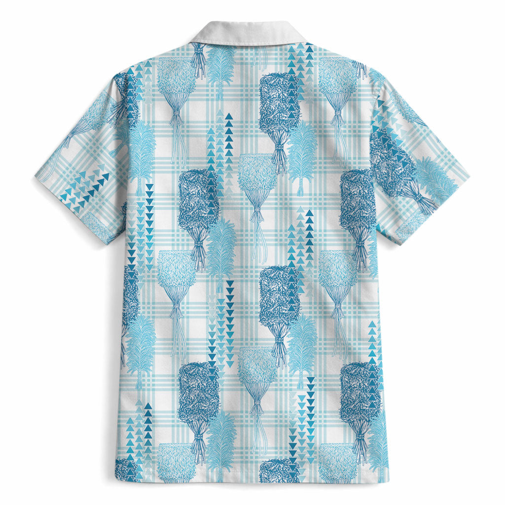 Aloha Hawaii Vintage Kahili Pa'a Lima Hawaiian Shirt Palaka Print Oceanic Turquoise