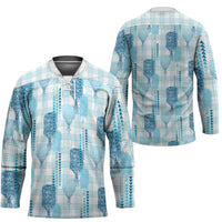 Aloha Hawaii Vintage Kahili Pa'a Lima Hockey Jersey Palaka Print Oceanic Turquoise