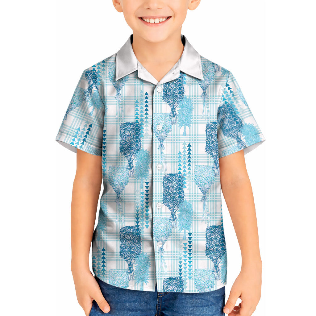 Aloha Hawaii Vintage Kahili Pa'a Lima Kid Hawaiian Shirt Palaka Print Oceanic Turquoise LT7 Kid Turquoise - Polynesian Pride