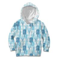 Aloha Hawaii Vintage Kahili Pa'a Lima Kid Hoodie Palaka Print Oceanic Turquoise