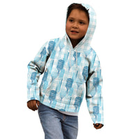 Aloha Hawaii Vintage Kahili Pa'a Lima Kid Hoodie Palaka Print Oceanic Turquoise