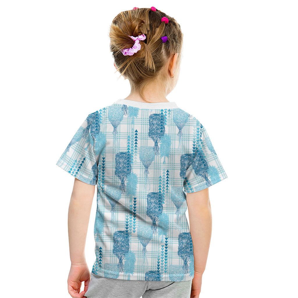 Aloha Hawaii Vintage Kahili Pa'a Lima Kid T Shirt Palaka Print Oceanic Turquoise