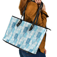 Aloha Hawaii Vintage Kahili Pa'a Lima Leather Tote Bag Palaka Print Oceanic Turquoise