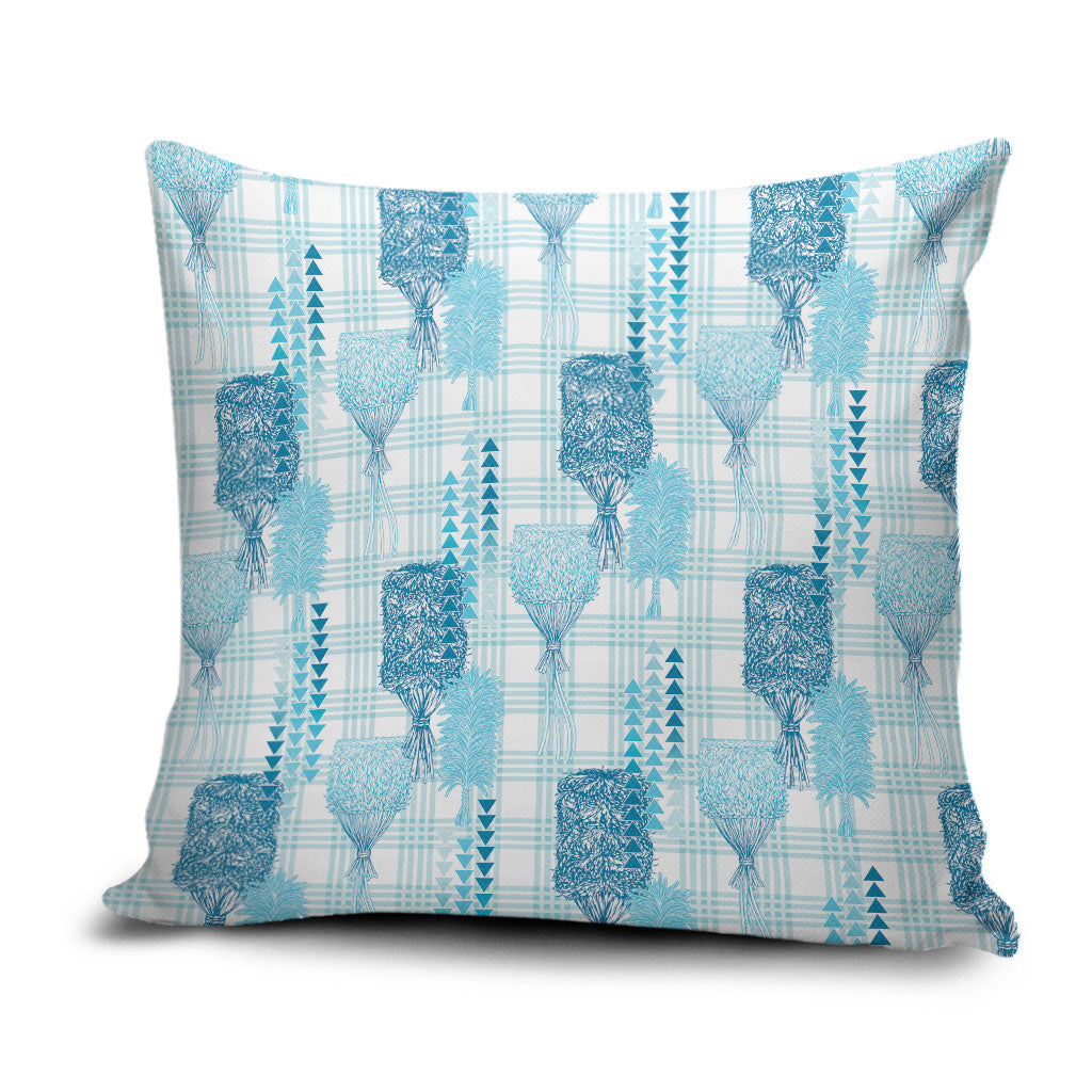 Aloha Hawaii Vintage Kahili Pa'a Lima Pillow Cover Palaka Print Oceanic Turquoise