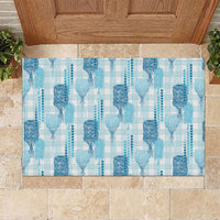 Aloha Hawaii Vintage Kahili Pa'a Lima Rubber Doormat Palaka Print Oceanic Turquoise