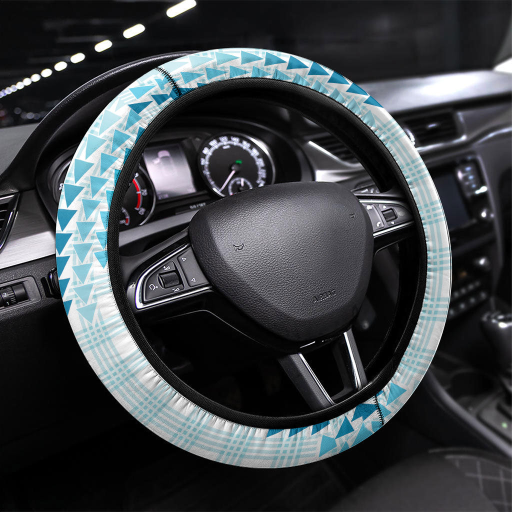 Aloha Hawaii Vintage Kahili Pa'a Lima Steering Wheel Cover Palaka Print Oceanic Turquoise