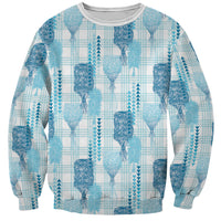 Aloha Hawaii Vintage Kahili Pa'a Lima Sweatshirt Palaka Print Oceanic Turquoise