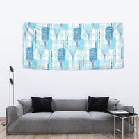 Aloha Hawaii Vintage Kahili Pa'a Lima Tapestry Palaka Print Oceanic Turquoise