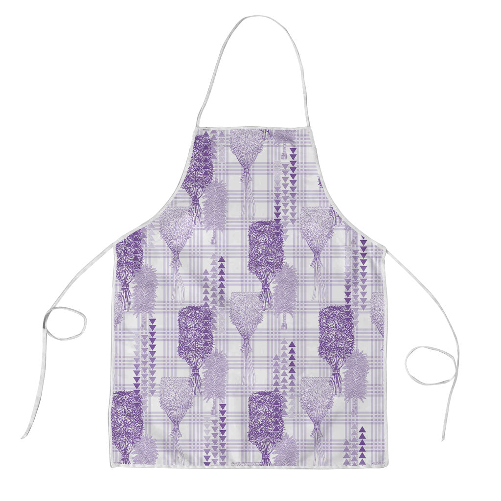 Aloha Hawaii Vintage Kahili Pa'a Lima Apron Palaka Print Pastel Lavender LT7 Lavender - Polynesian Pride