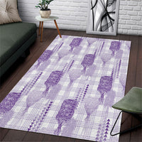 Aloha Hawaii Vintage Kahili Pa'a Lima Area Rug Palaka Print Pastel Lavender